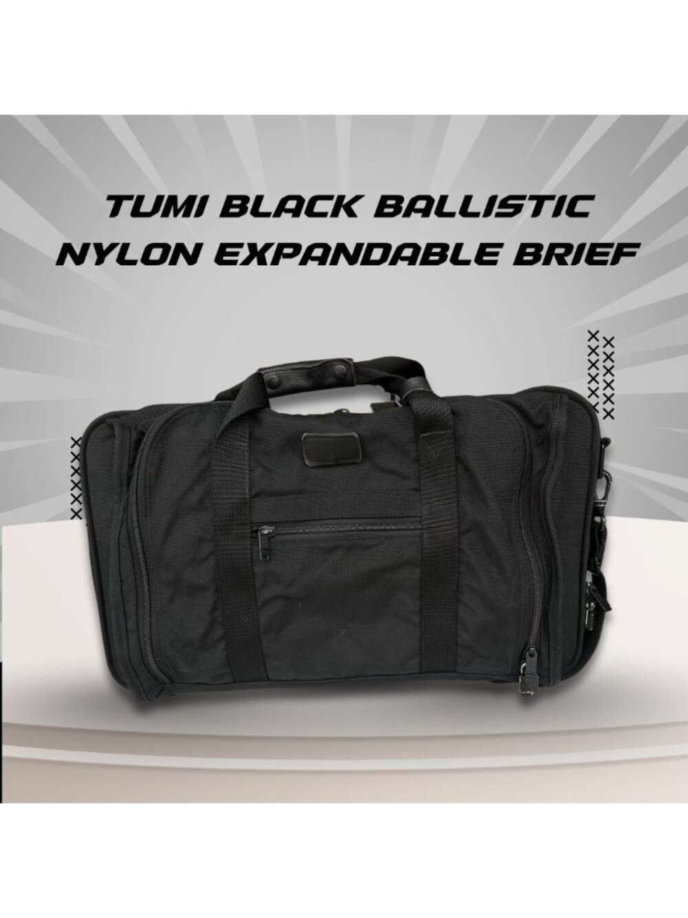 Tumi Black Ballistic Nylon Expandable Briefcase With Shoulder Strap & Multiple C